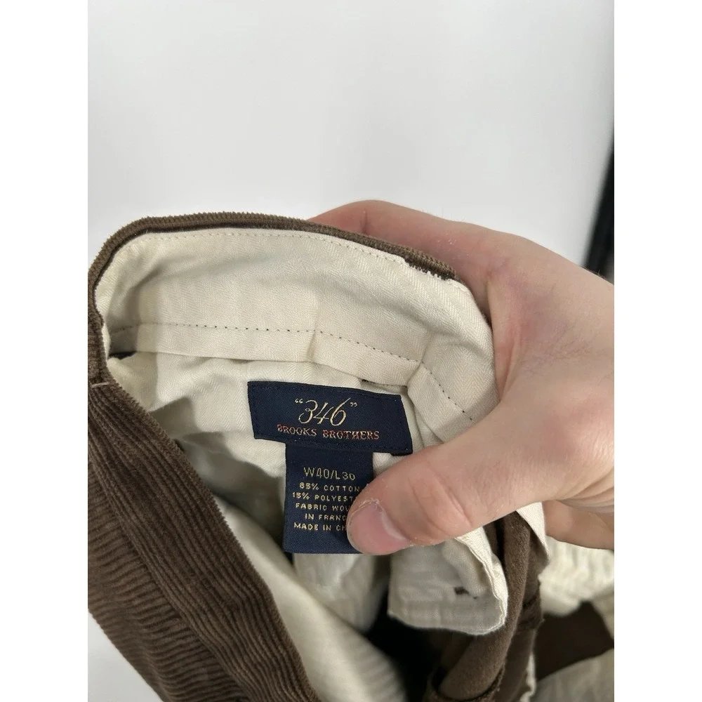 Brooks Brothers‎ 346 Corduroy Pants Straight Leg Fit Brown Mens Size 40x30